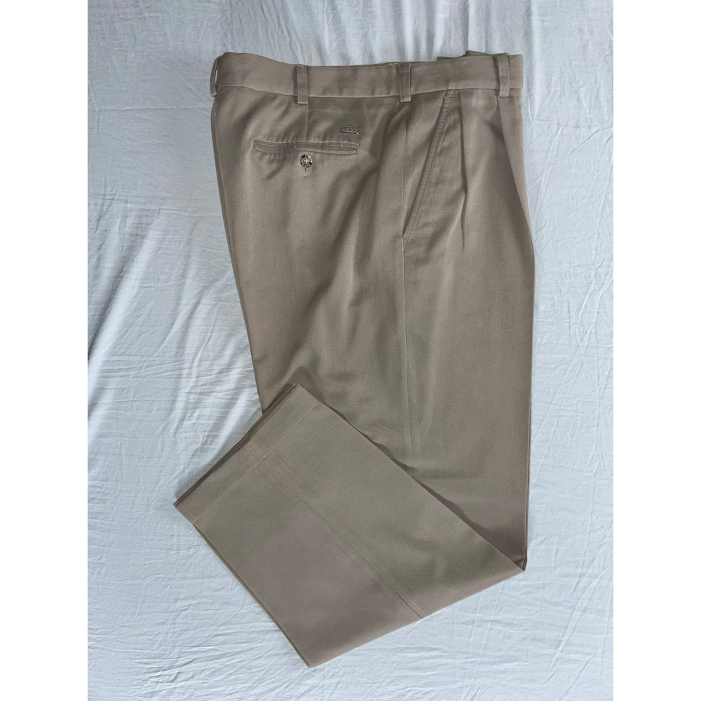 IZOD Pleated Microfiber Chino Dress Pants, Slacks. Brown, Men's 36X30.5. EUC!! - Picture 2 of 9